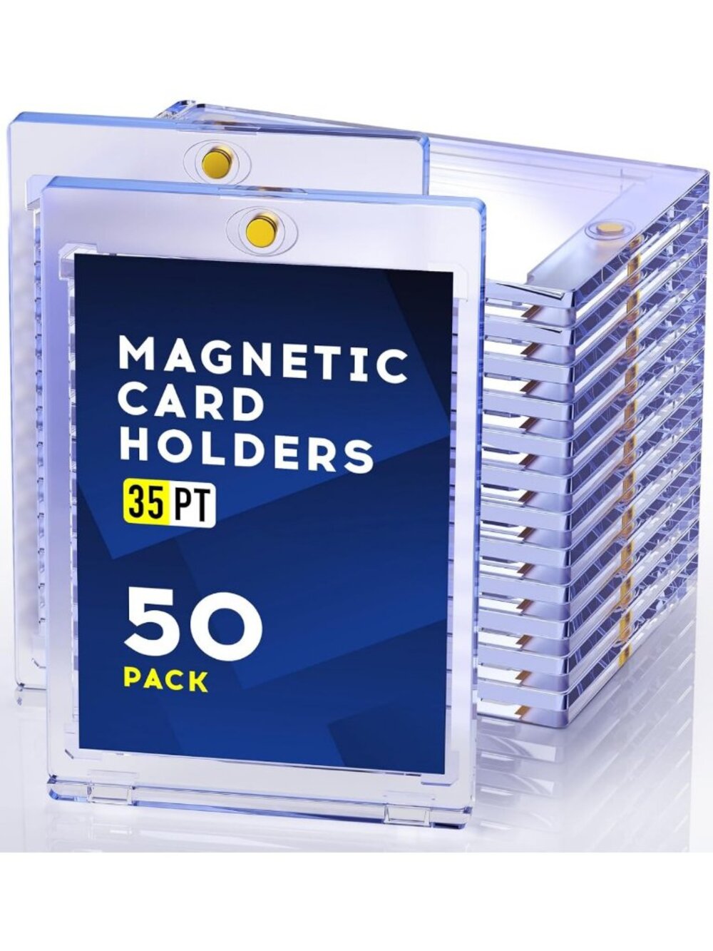 50ct Magnetic Trading Card Holders, 35pt One Touch Protectors for Collectibles